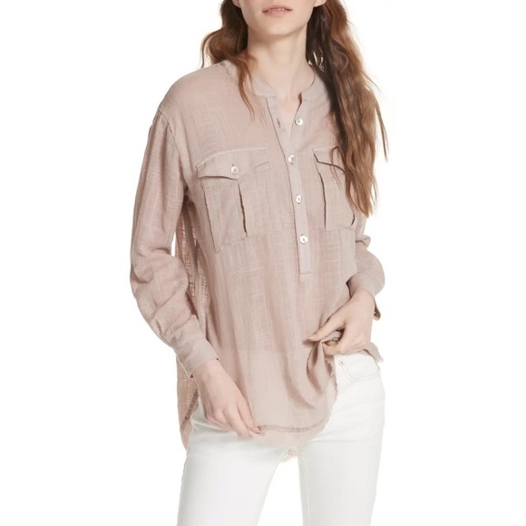 Free People Talk To Me Button Down Raw Hem Top - Picture 5 of 16